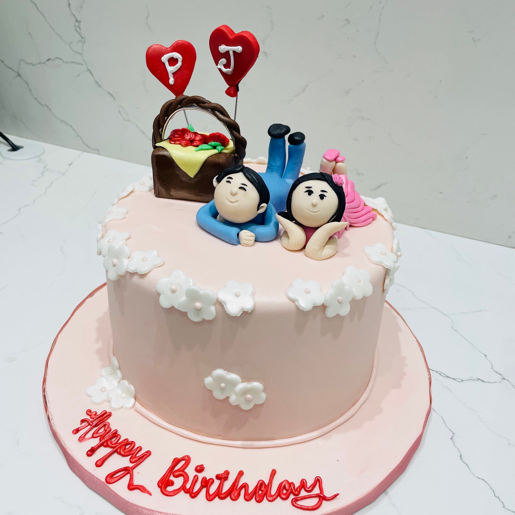 P & J COUPLE FONDANT CAKE