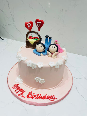 P & J COUPLE FONDANT CAKE