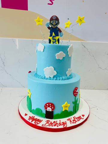 mario cream tiered cake