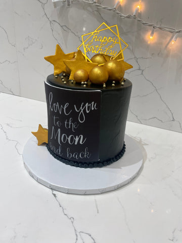 BLACK & GOLD STARS CREAM CAKE