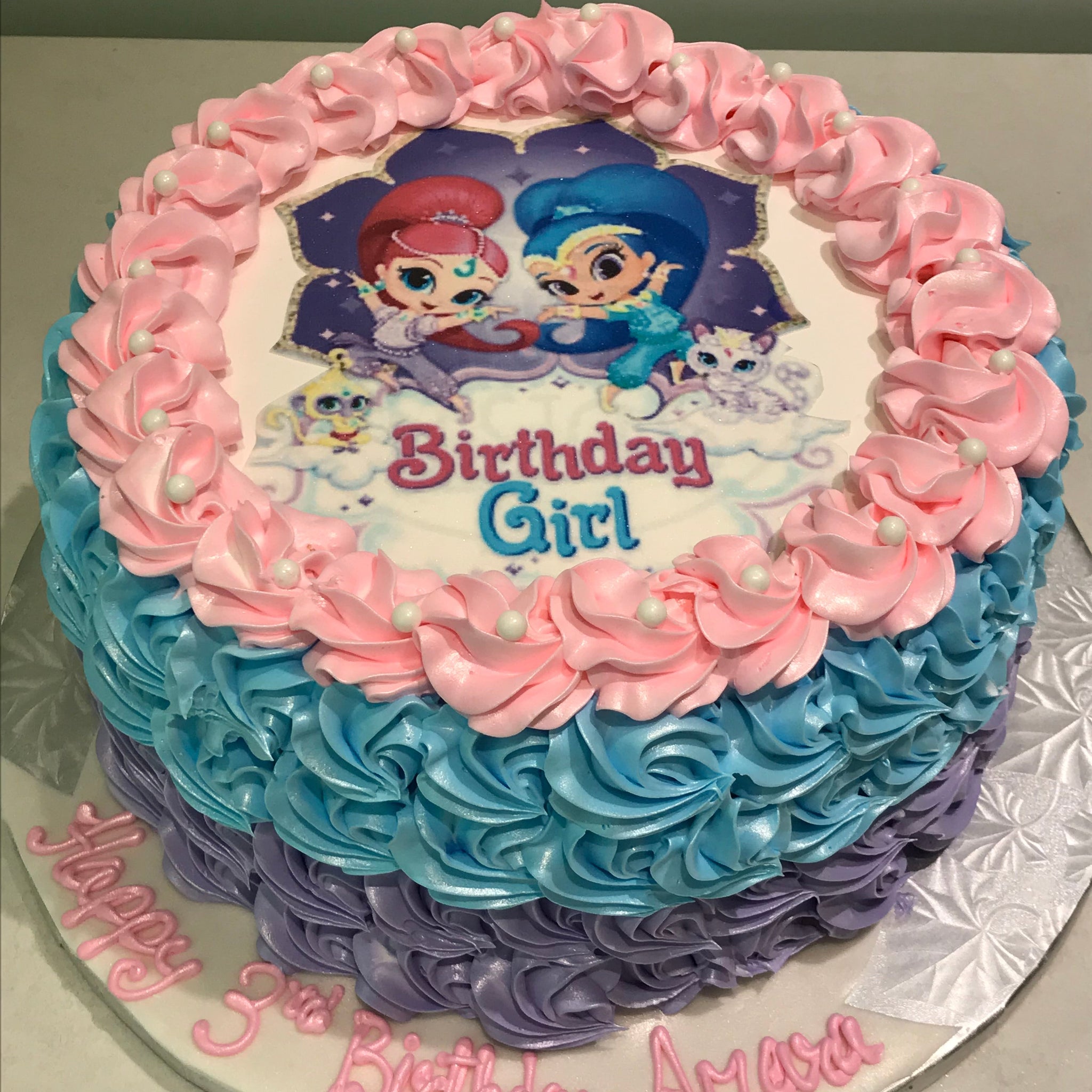 Shimmer & Shine Rosette Photo Cake