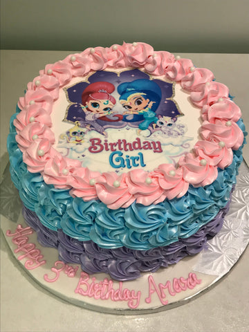 Shimmer & Shine Rosette Photo Cake