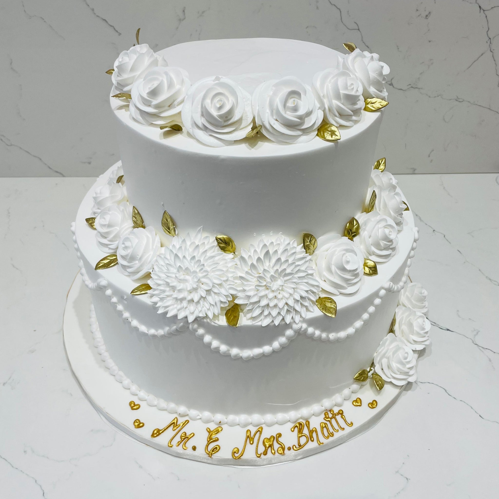 WHITE & GOLD WEDDING CAKE