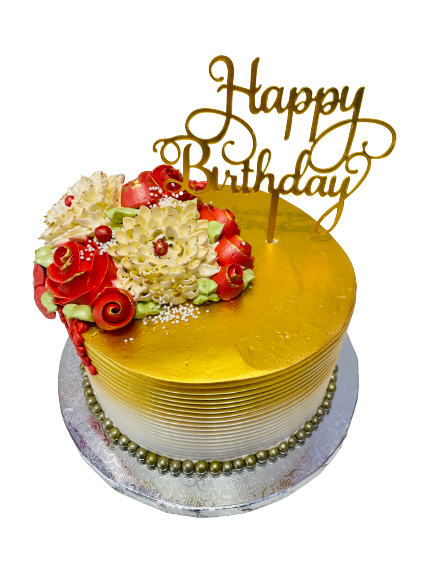 Red & Gold Cream Cake