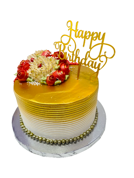 Red & Gold Cream Cake