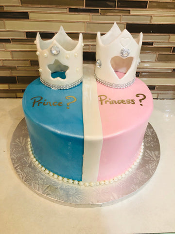 Pink & Blue Crown Baby Shower Cake