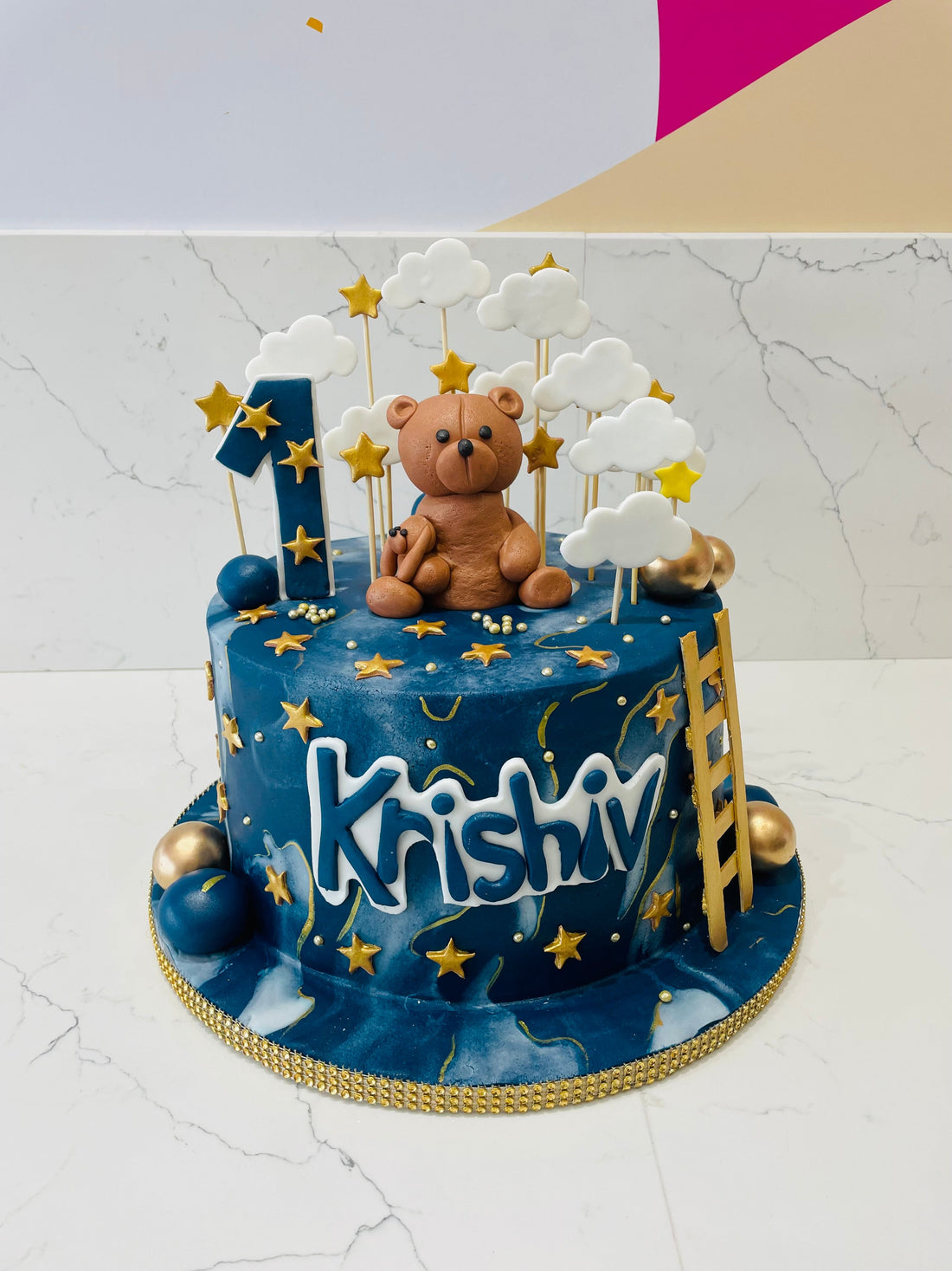 KRISHIV TEDDY FONDANT CAKE