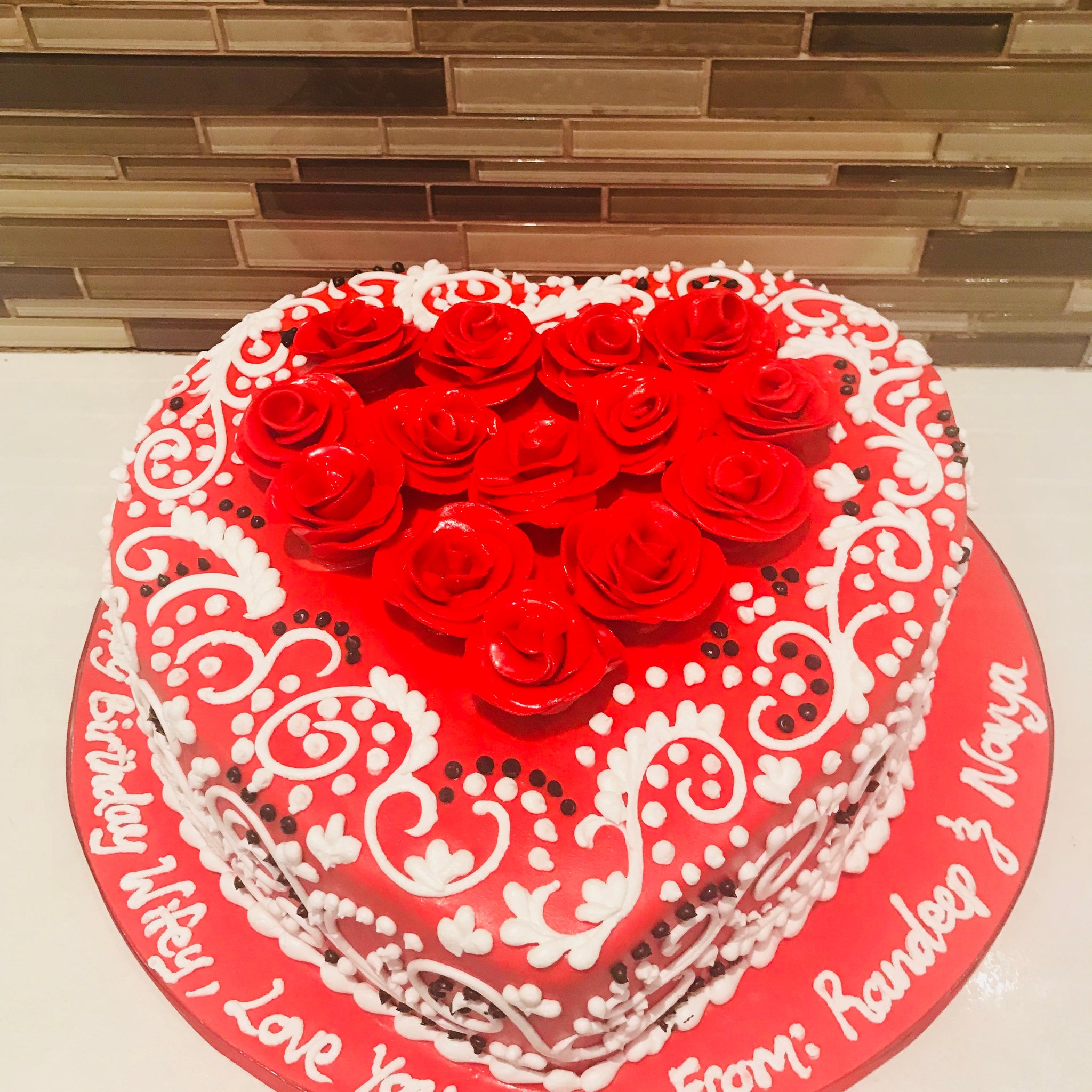 Red Rose Fondant Cake