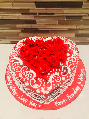 Red Rose Fondant Cake