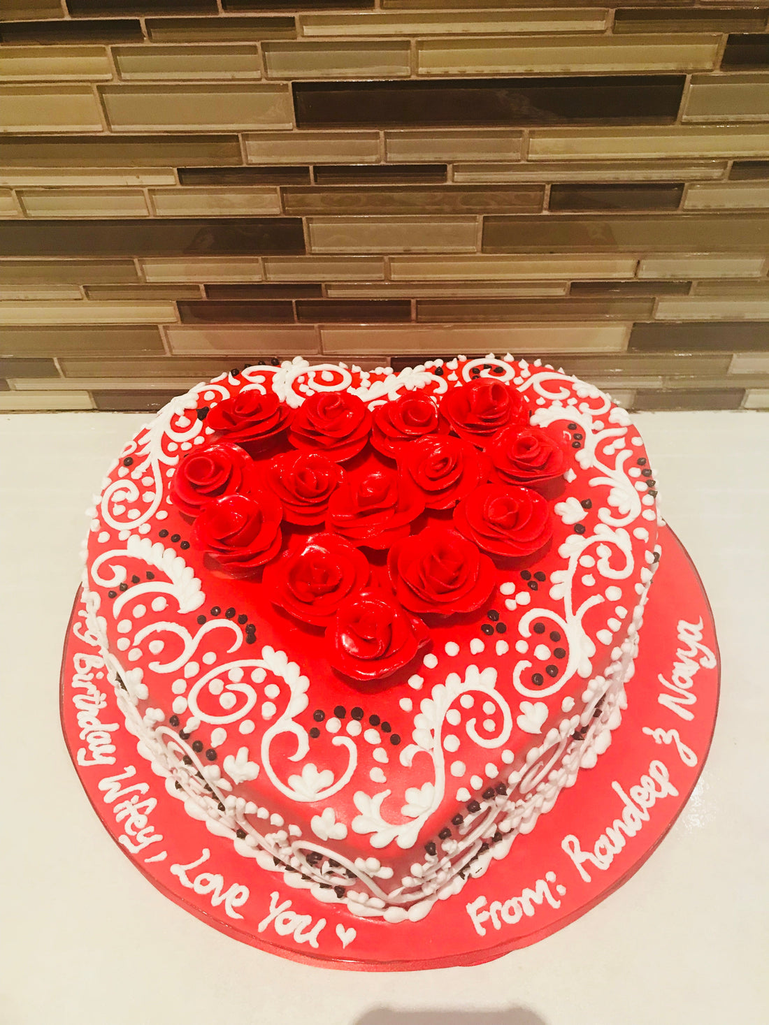 Red Rose Fondant Cake