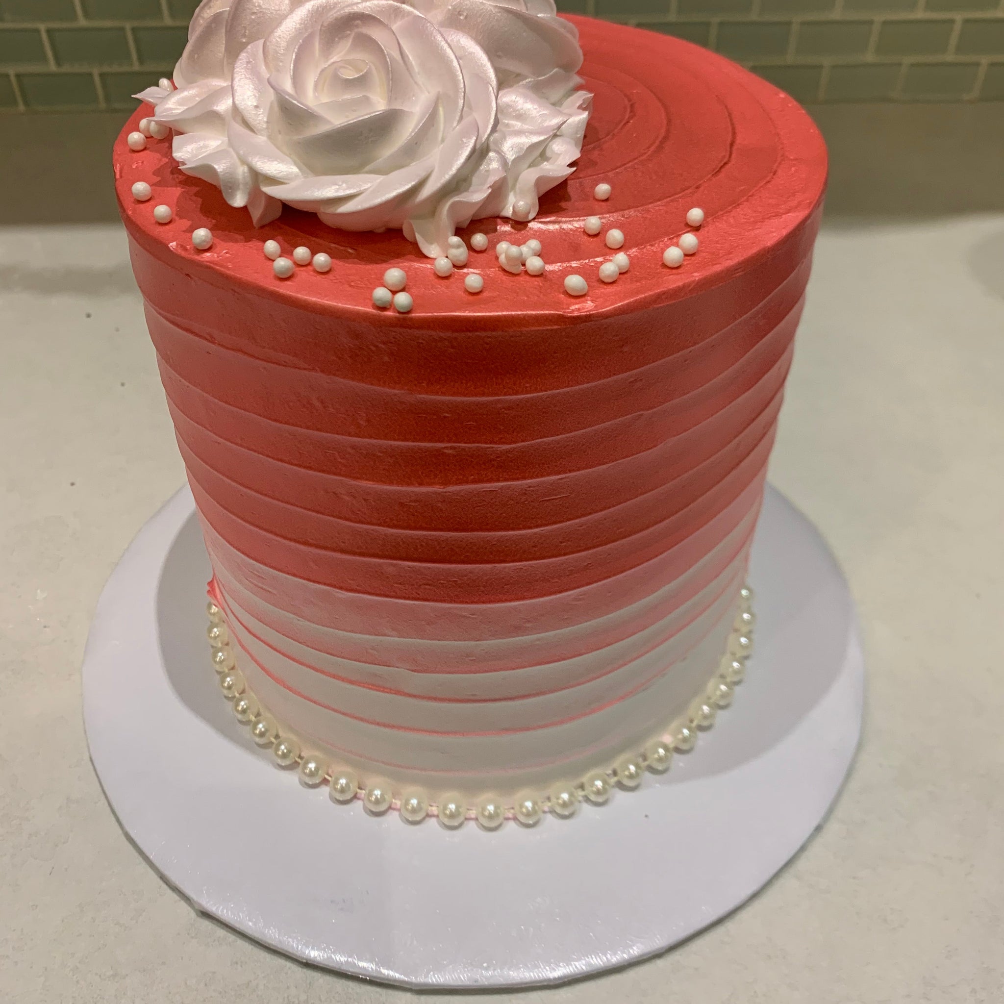 PINK AND WHITE BIRTHDAY CAKE
