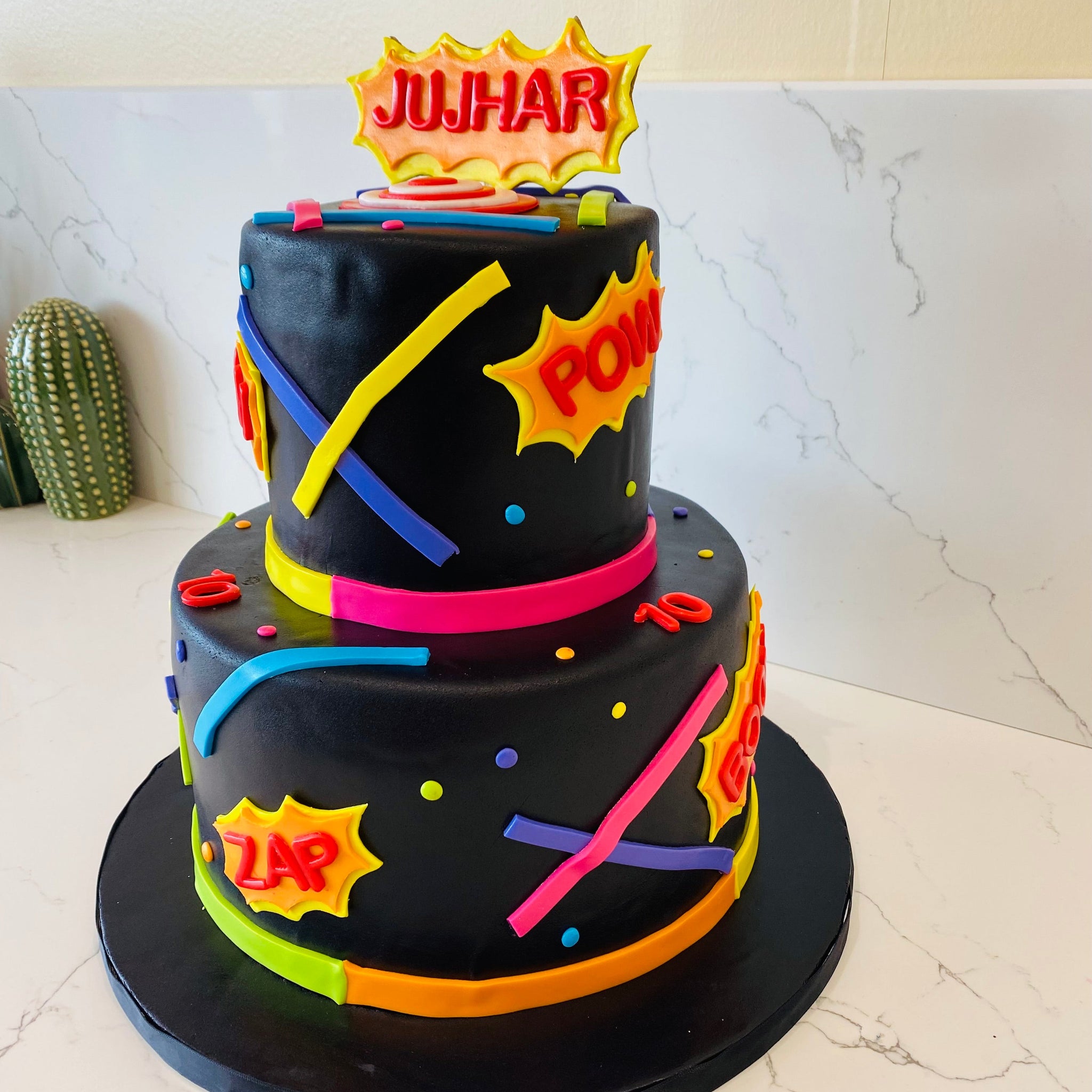 CONFETTI TIERED FONDANT CAKE