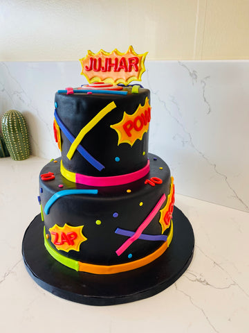 CONFETTI TIERED FONDANT CAKE