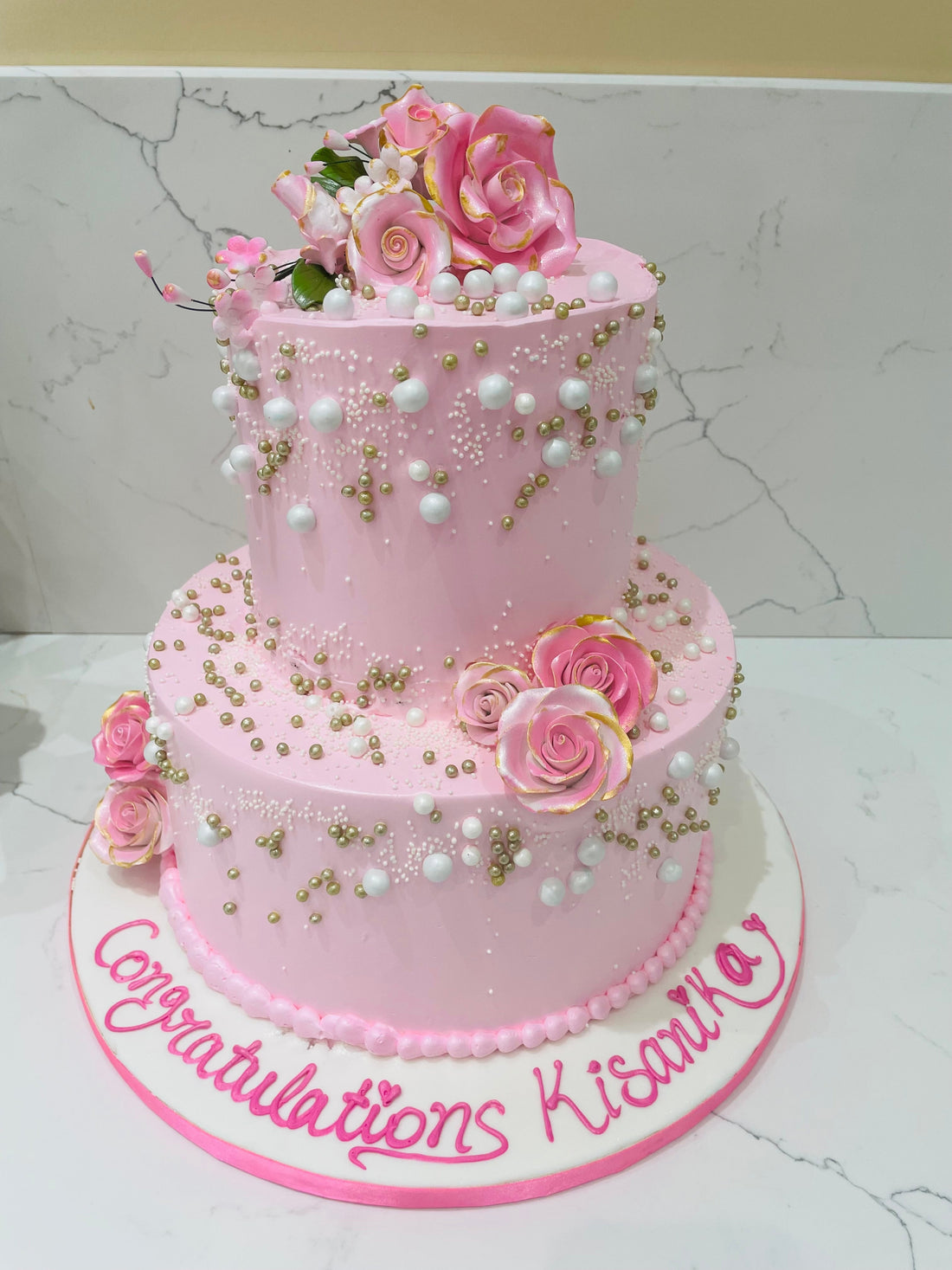 PINK BLOSSOM TIERED CREAM CAKE