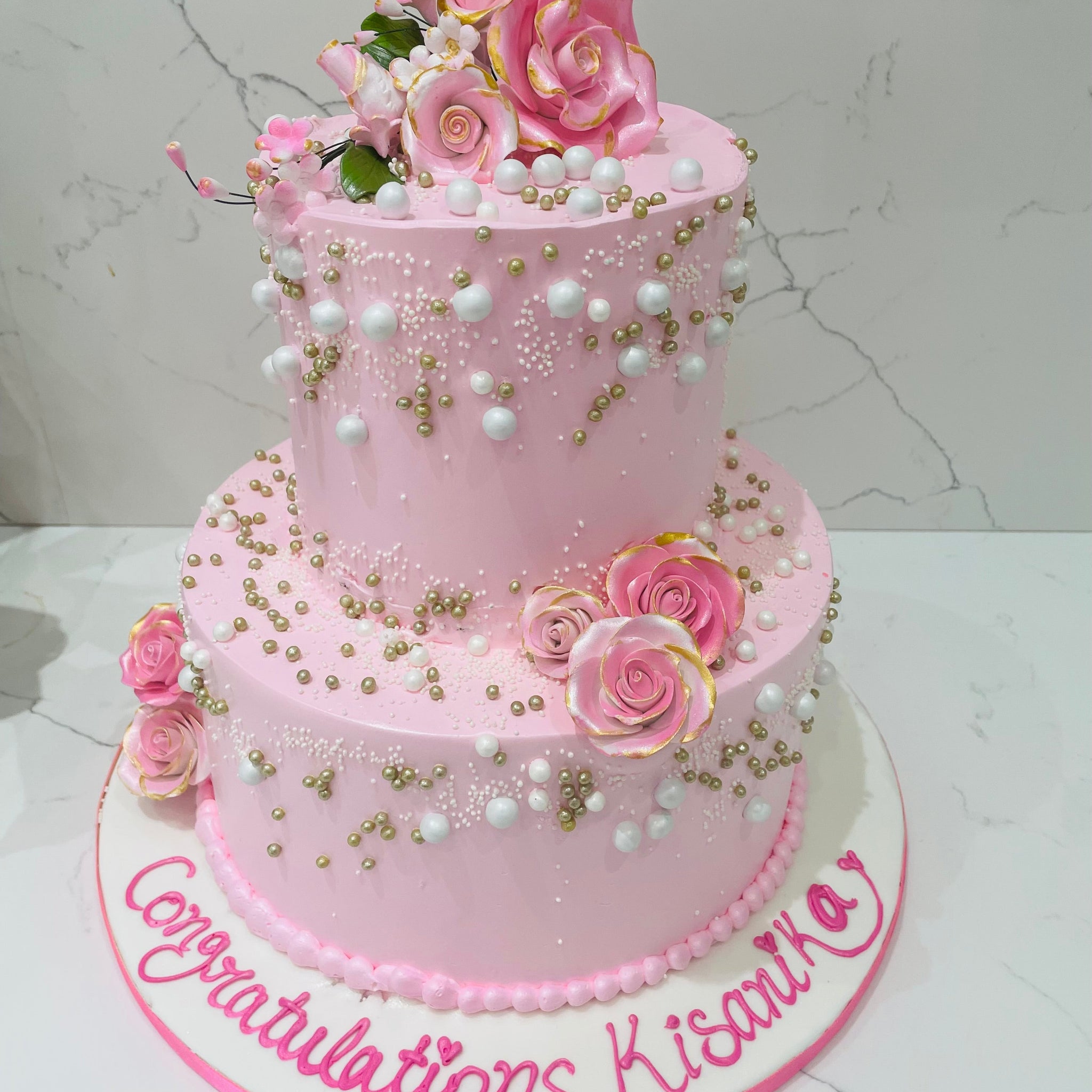 PINK BLOSSOM TIERED CREAM CAKE