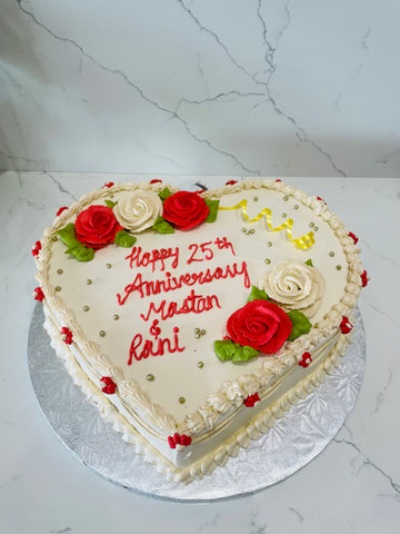 Ivory & Red Flower Anniversary Heart