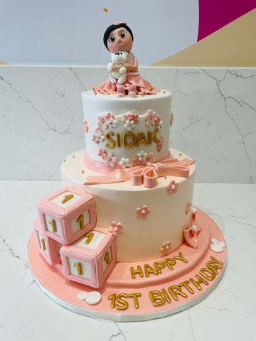 SIDAK 1ST BIRTHDAY FONDANT CAKE