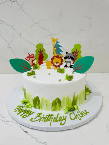 JUNGLE ANIMAL SAFARI CREAM CAKE