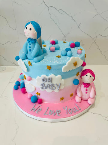 TWINS PINK & BLUE BIRTHDAY CAKE