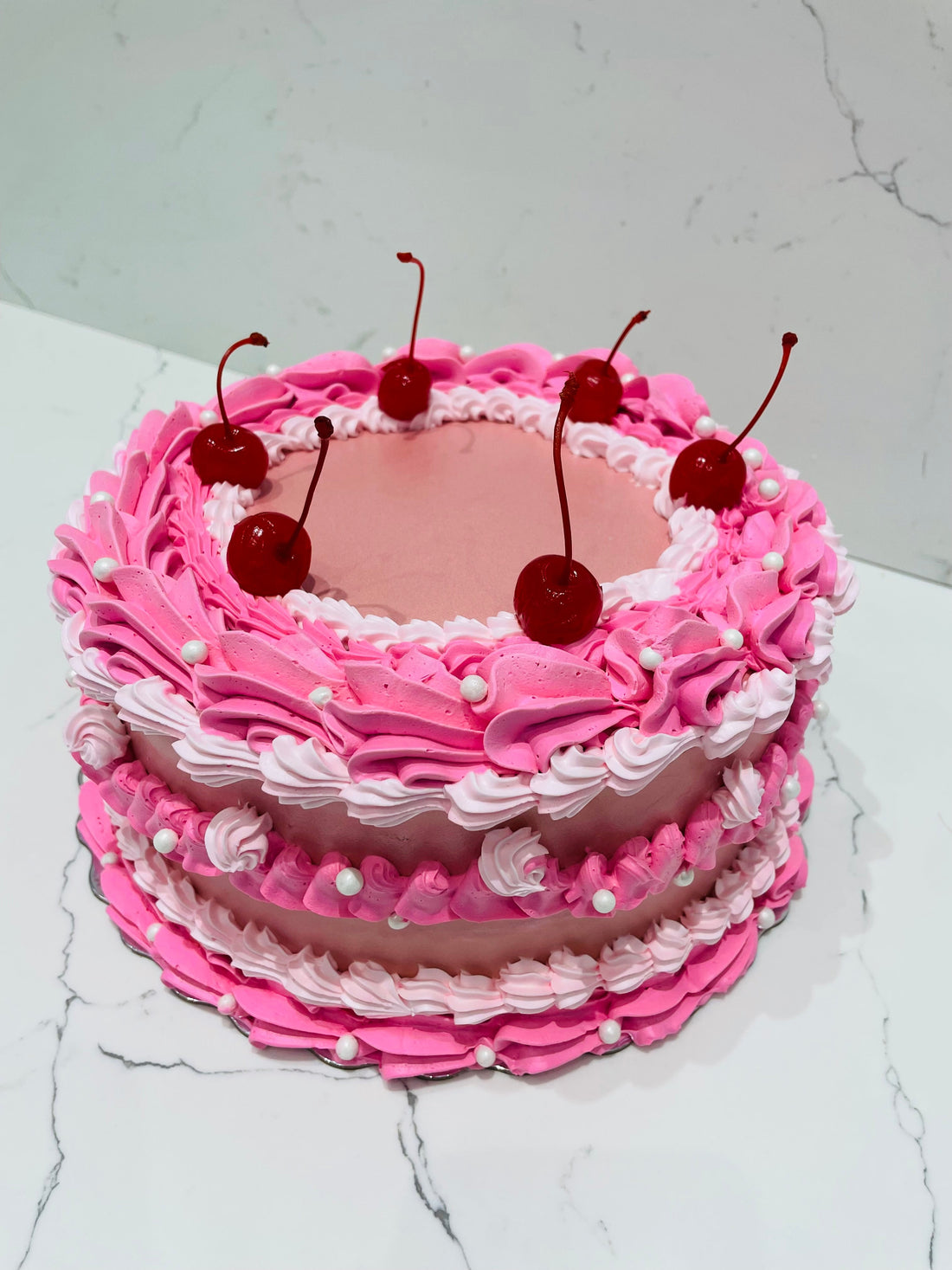 Pink Cherry Vintage  Cake