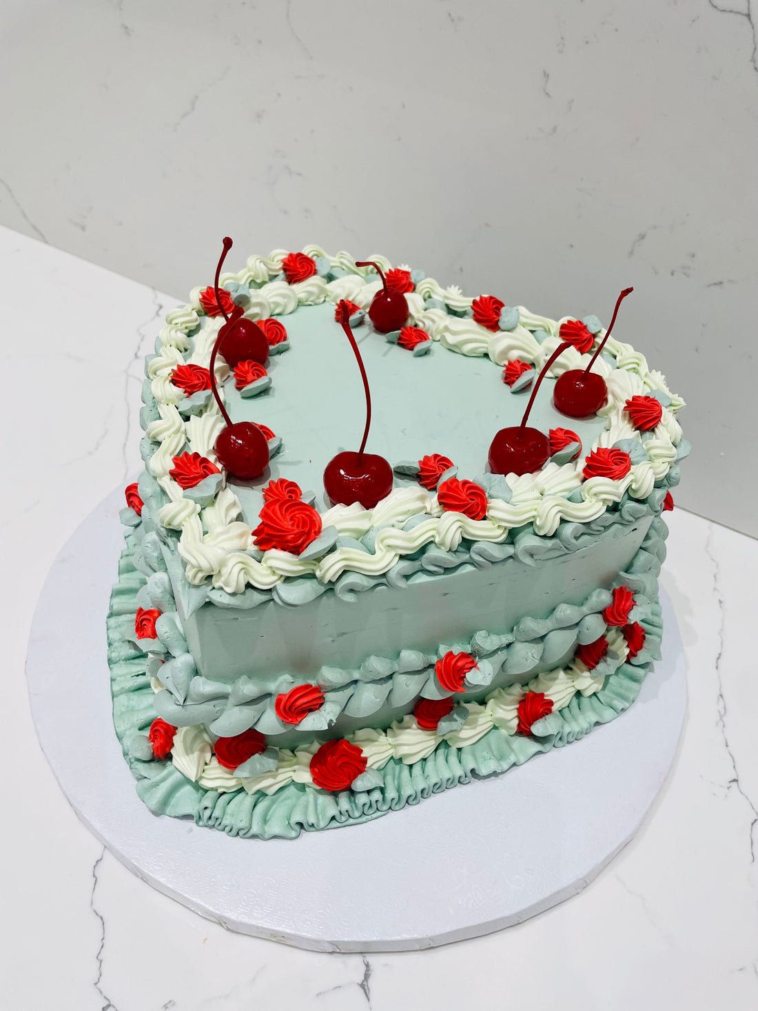 Sage Green Vintage Heart Cake