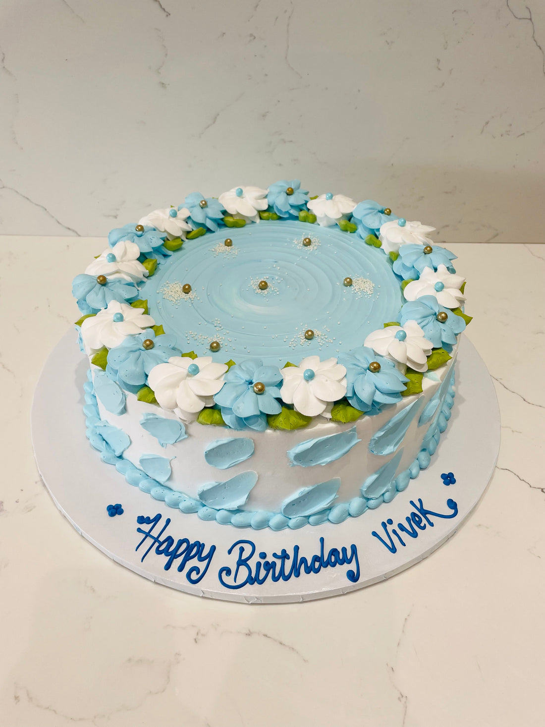 BABY BLUE BLOSSOMS CAKE