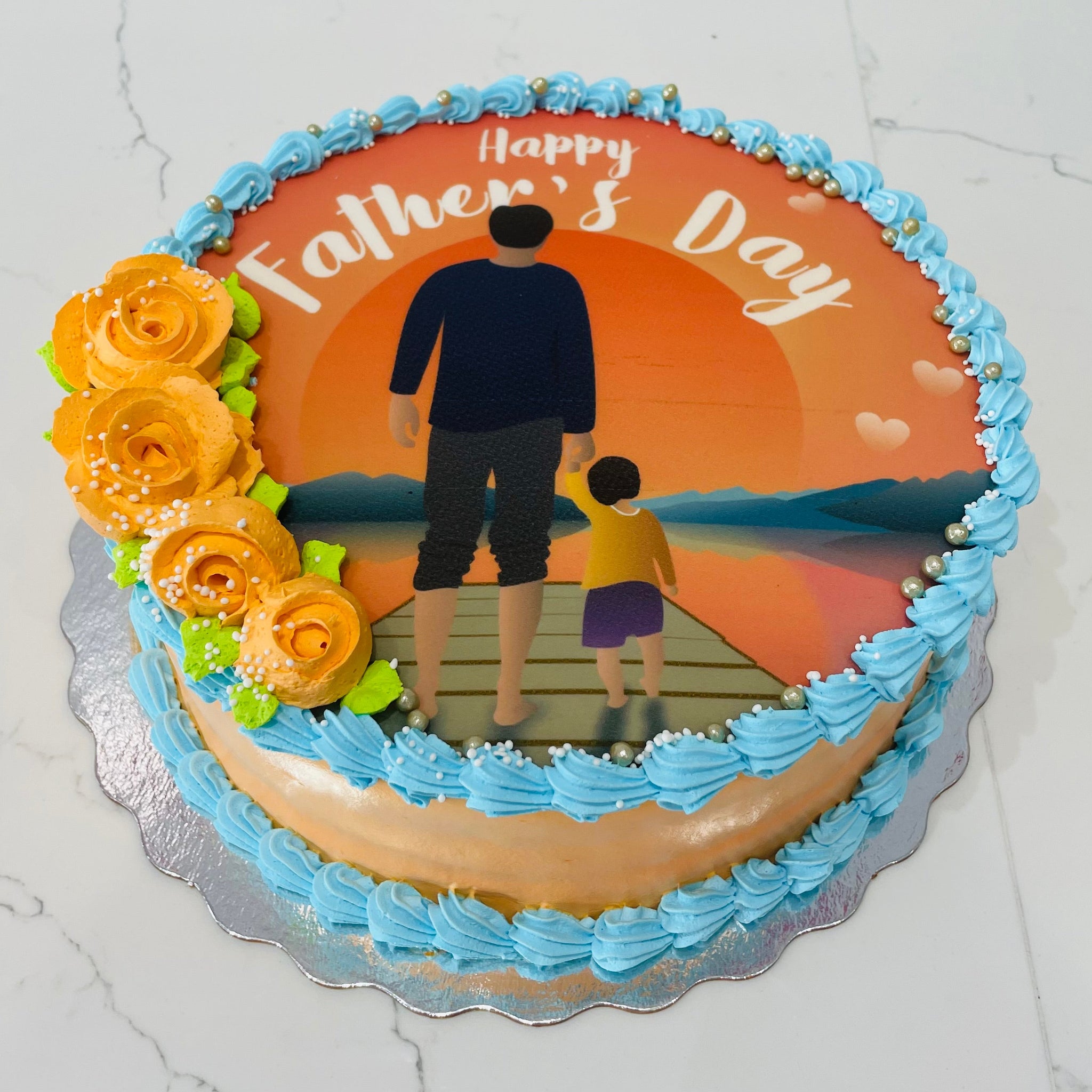 ORANGE & BLUE FATHERS DAY CAKE