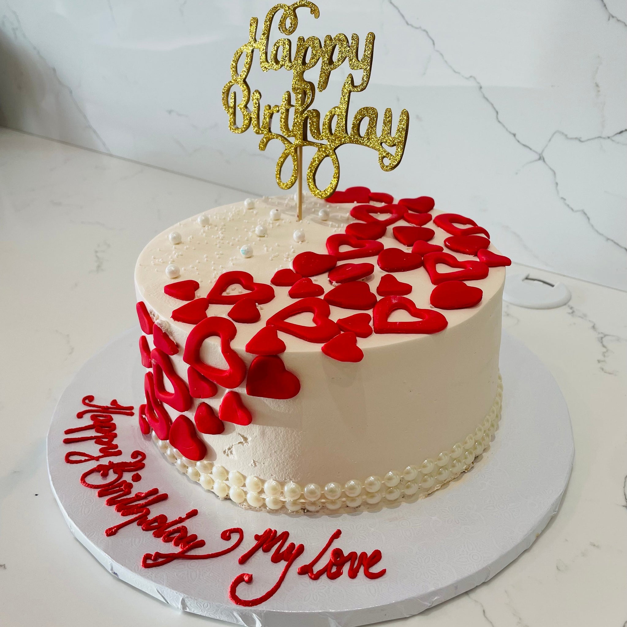 CASCADING HEARTS CREAM CAKE