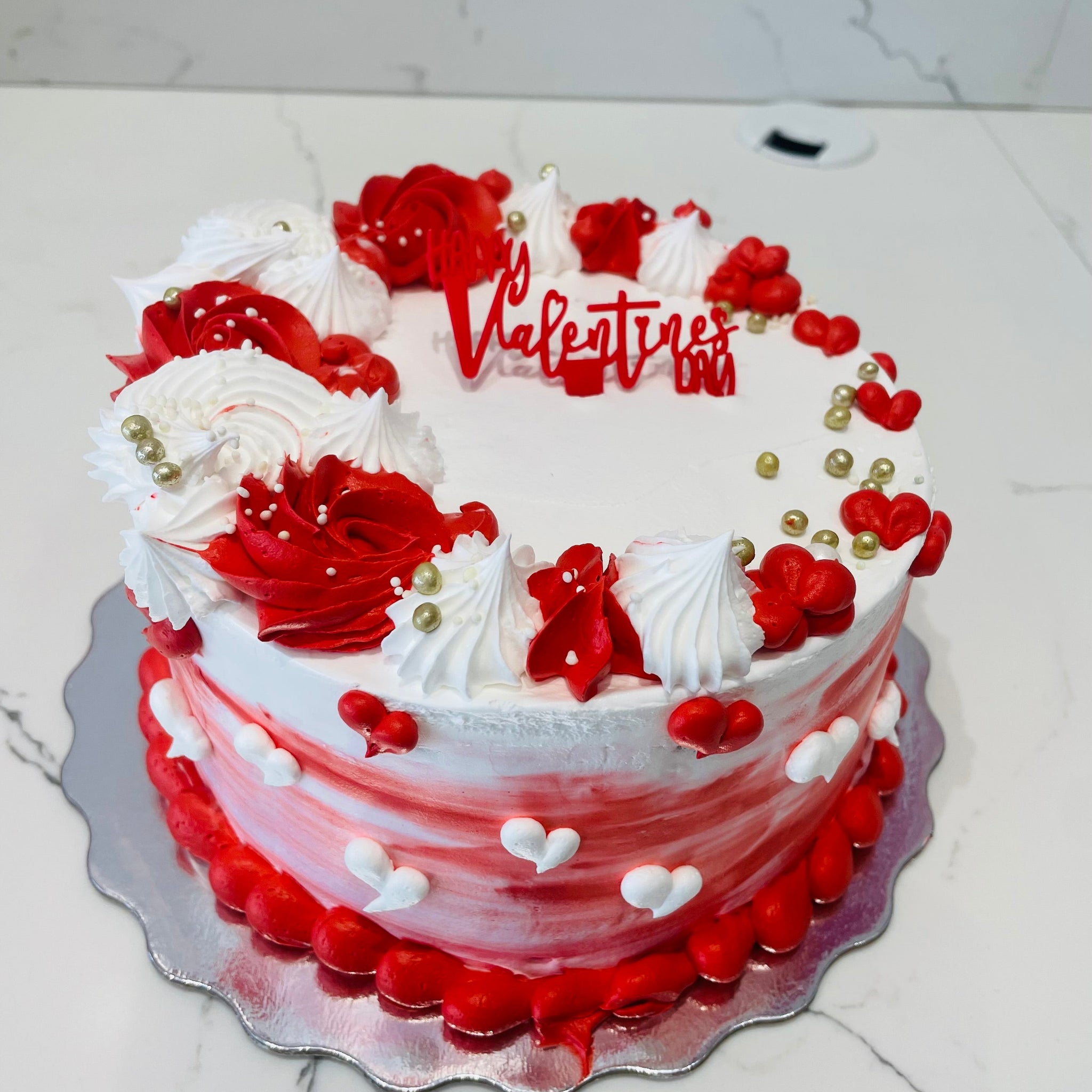 Red & white Valentine Cake