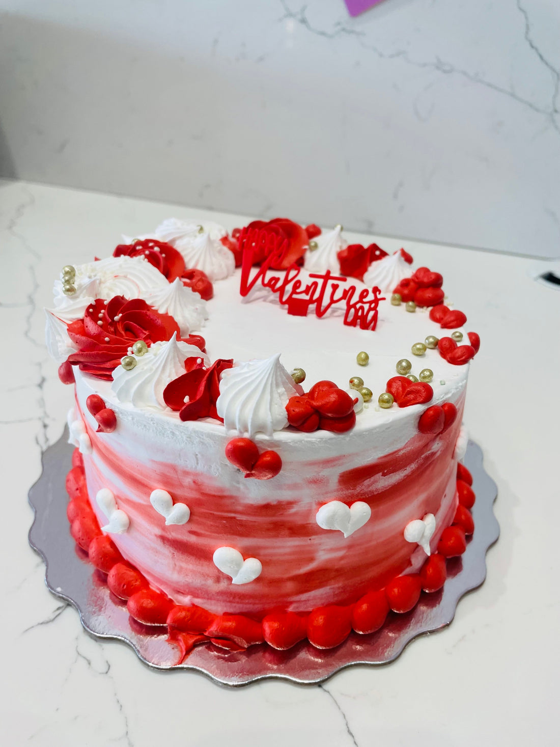 Red & white Valentine Cake