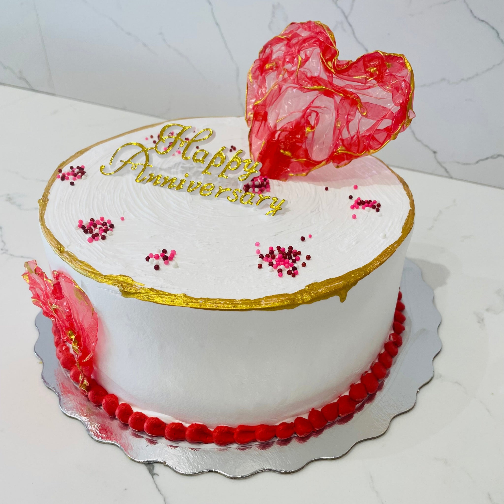 RED HEARTS ANNIVERSARY CAKE