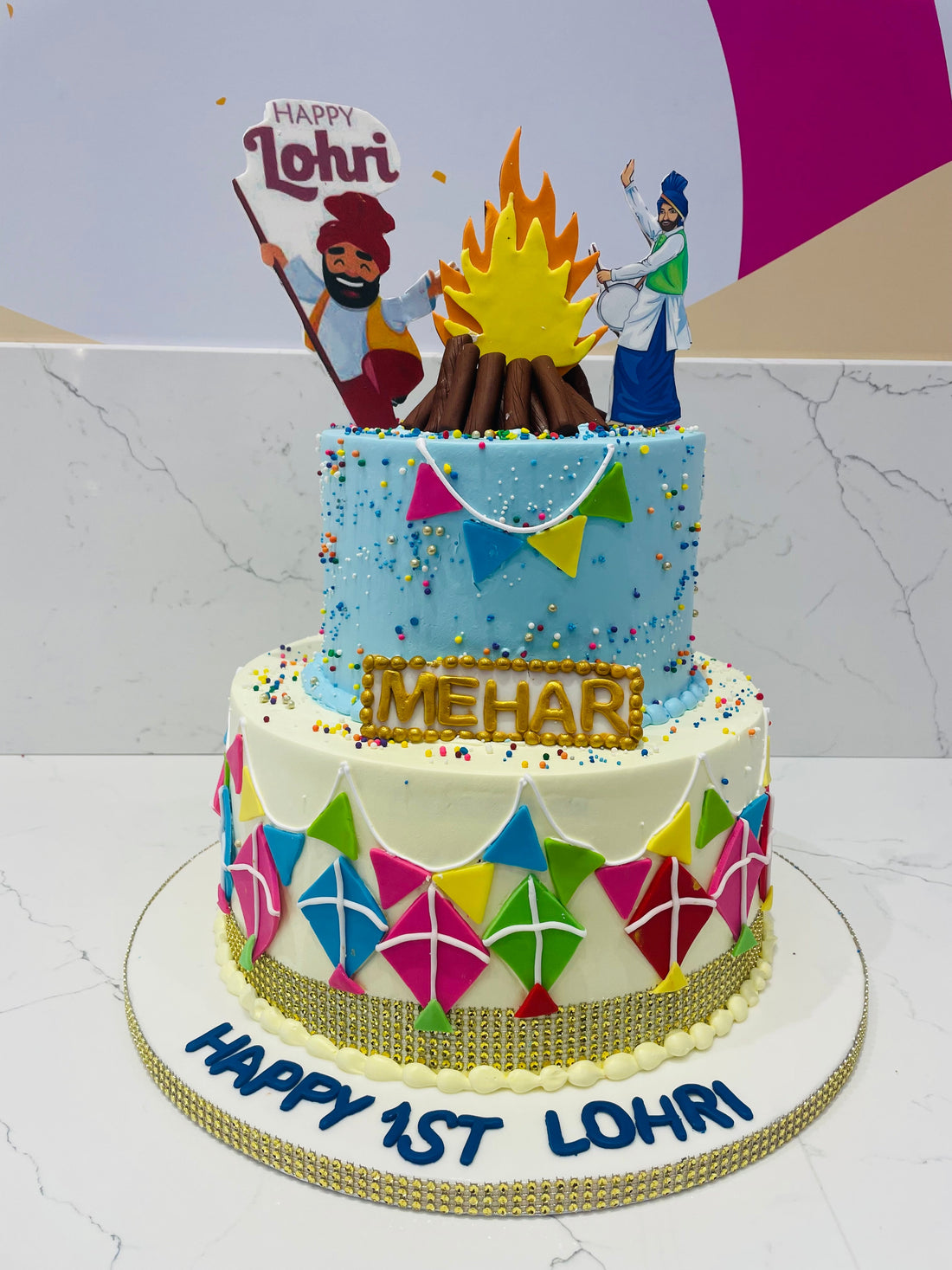 MEHAR LOHRI CREAM TIERED CAKE