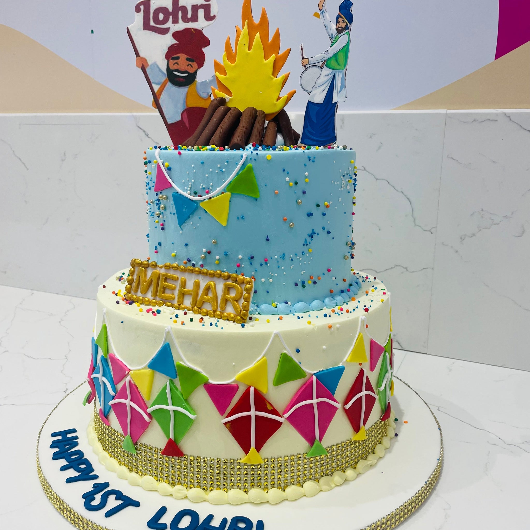 MEHAR LOHRI CREAM TIERED CAKE