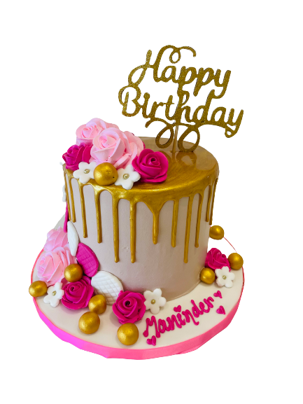 MANI PINK & GOLD FLOWER CAKE