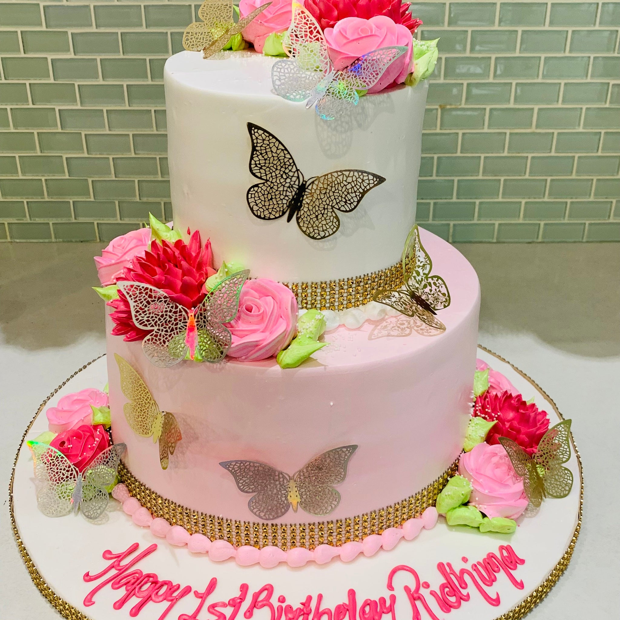 PINK BUTTERFLY CAKE