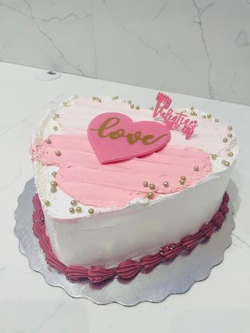 WHITE & PINK HEART CAKE