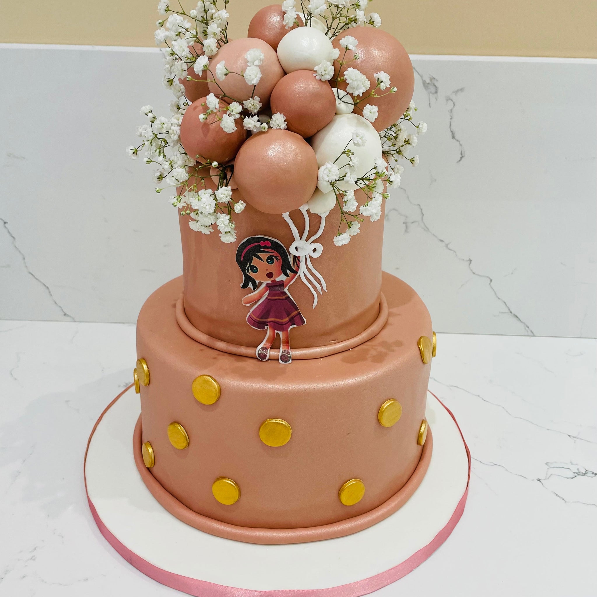 RUST BALLOON FONDANT TIERED CAKE