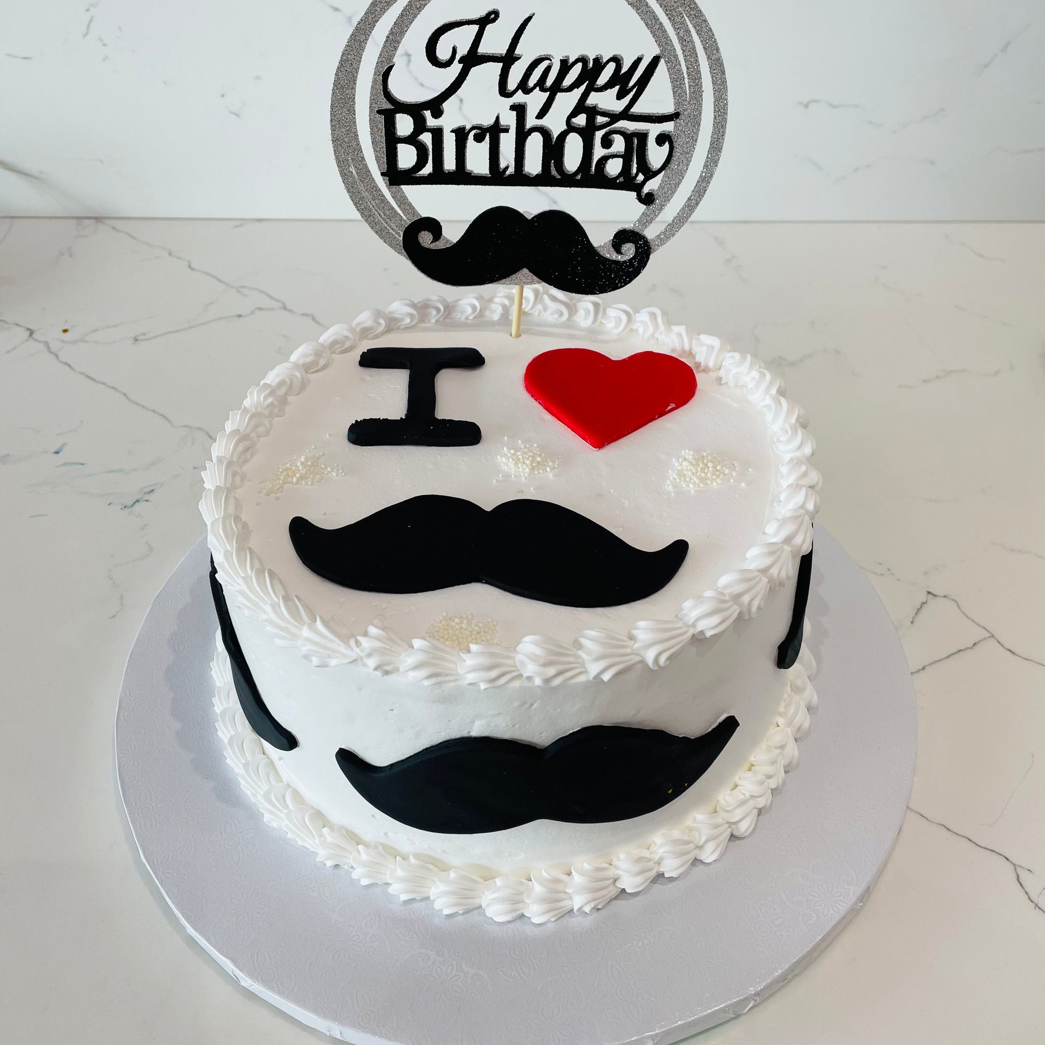 I LOVE MOUSTACHE BIRTHDAY CAKE
