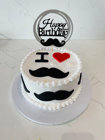 I LOVE MOUSTACHE BIRTHDAY CAKE