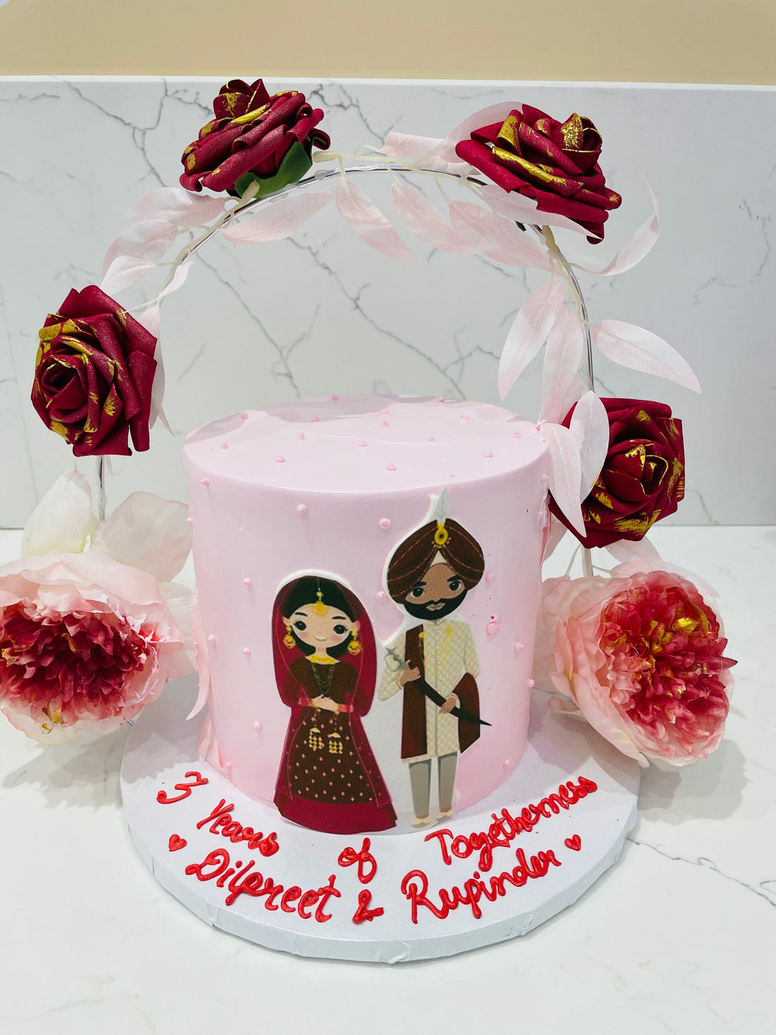 ROSE GARLAND ANNIVERSARY CAKE