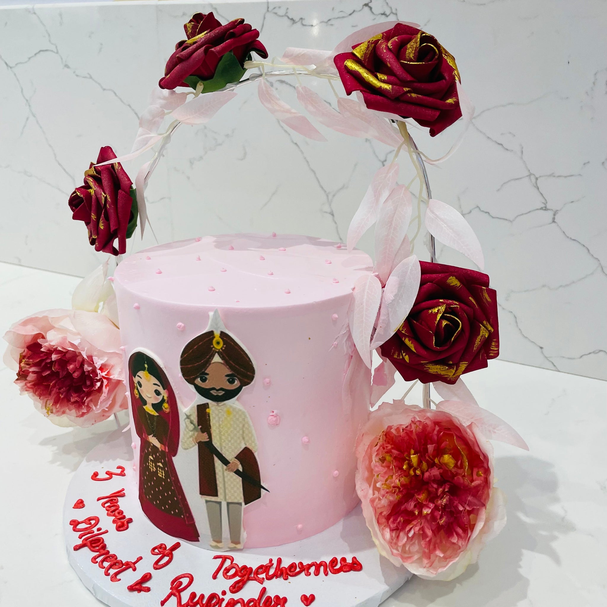 ROSE GARLAND ANNIVERSARY CAKE