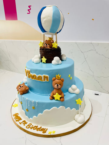 HOT AIR BALLOON TIERED FONDANT CAKE