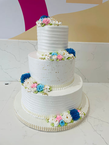 FLORAL WEDDING CREAM CAKE