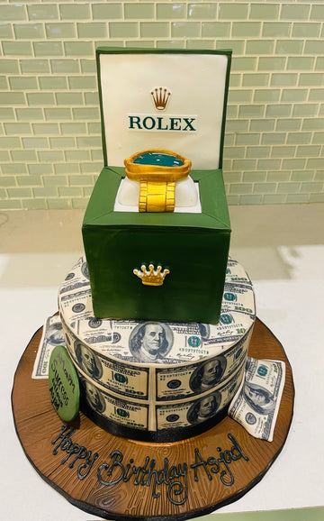 DOLLAR & ROLEX FONDANT CAKE