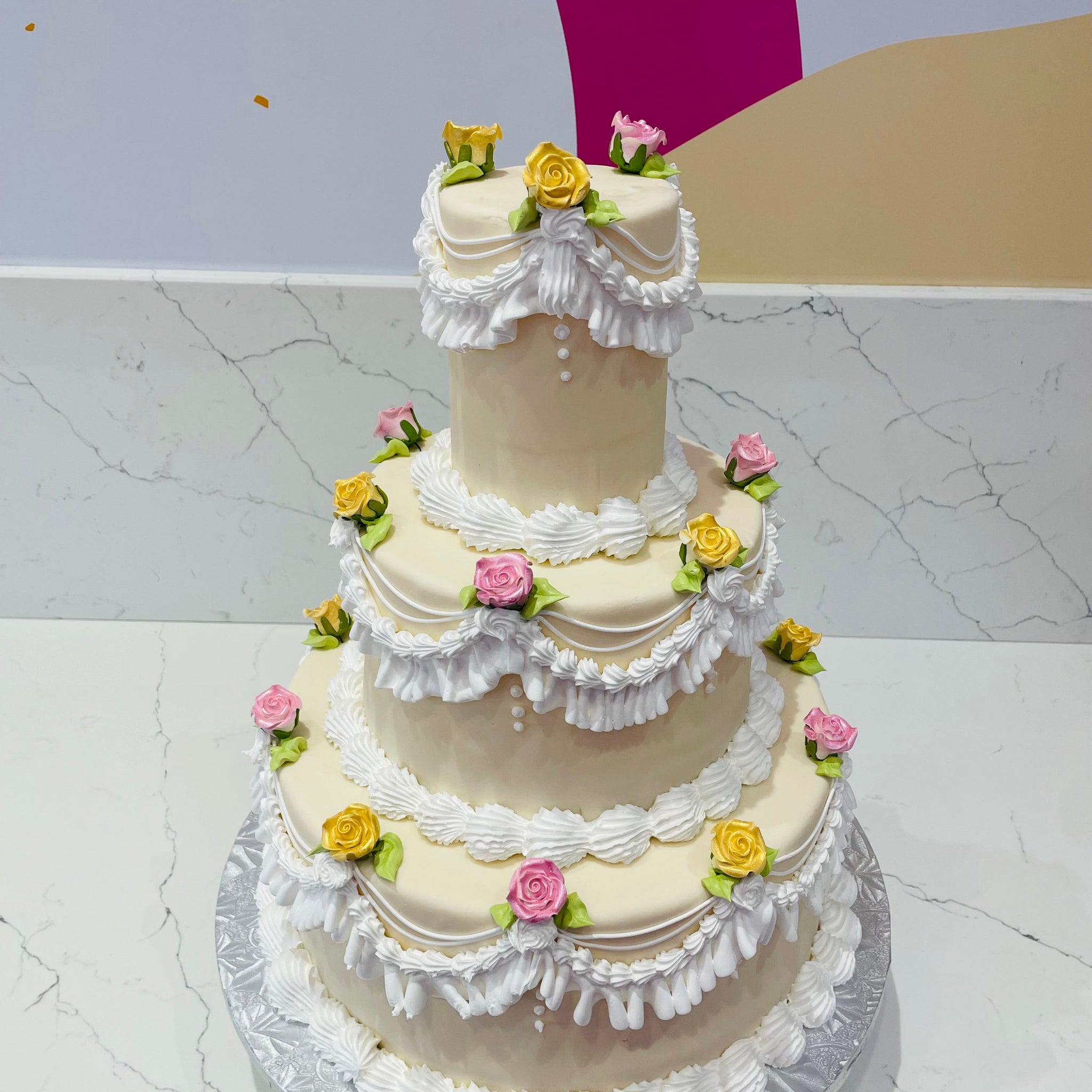IVORY VINTAGE TIERED CAKE