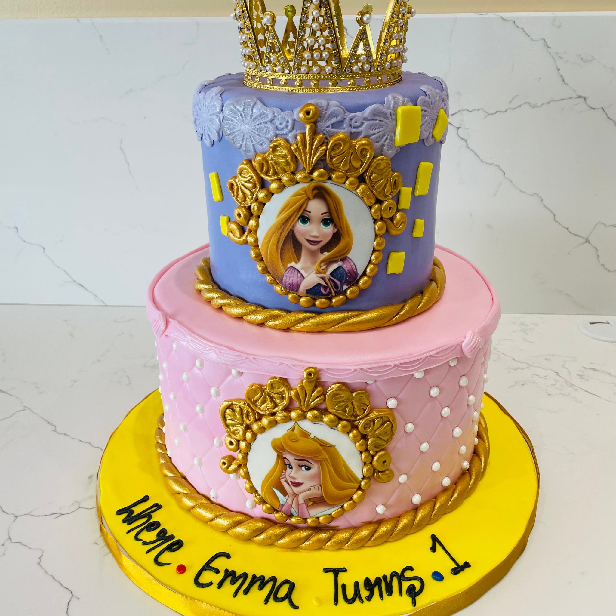 Emma Princess Crown Fondant tiered Cake