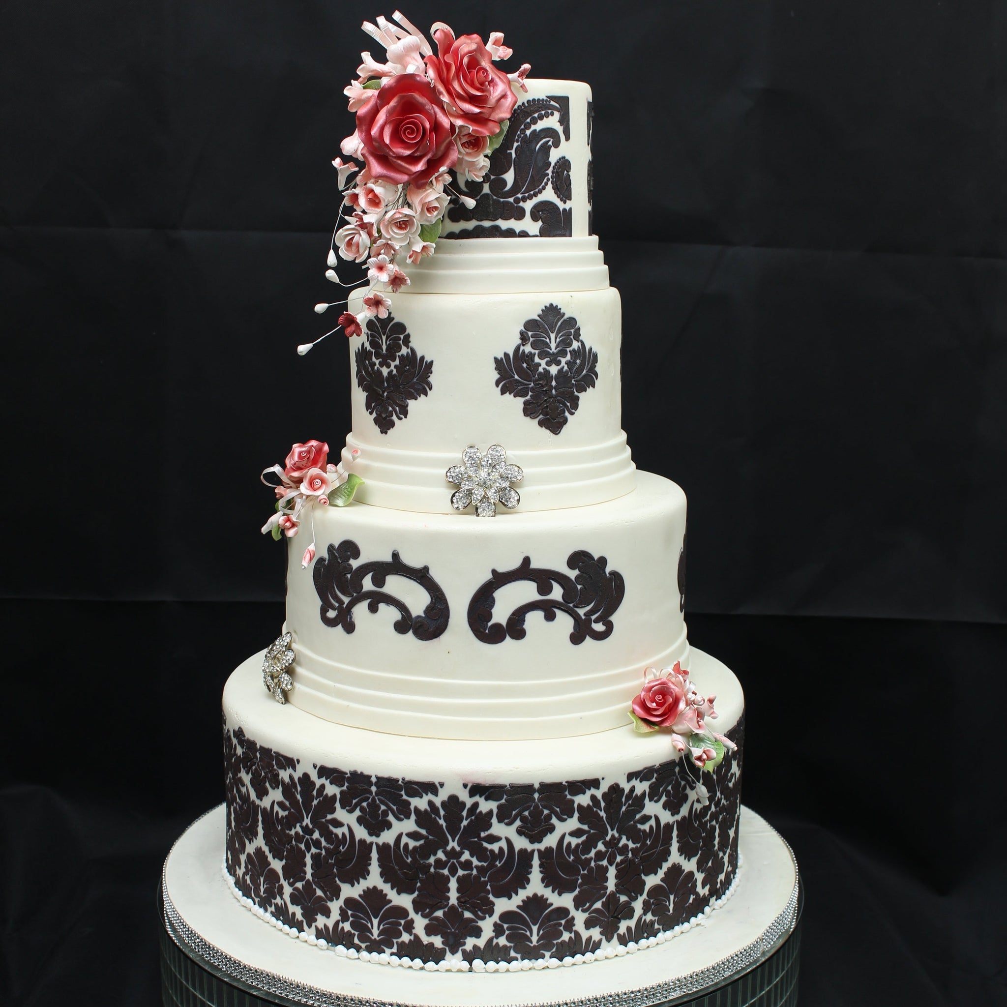 Flora Damask Wedding Cake