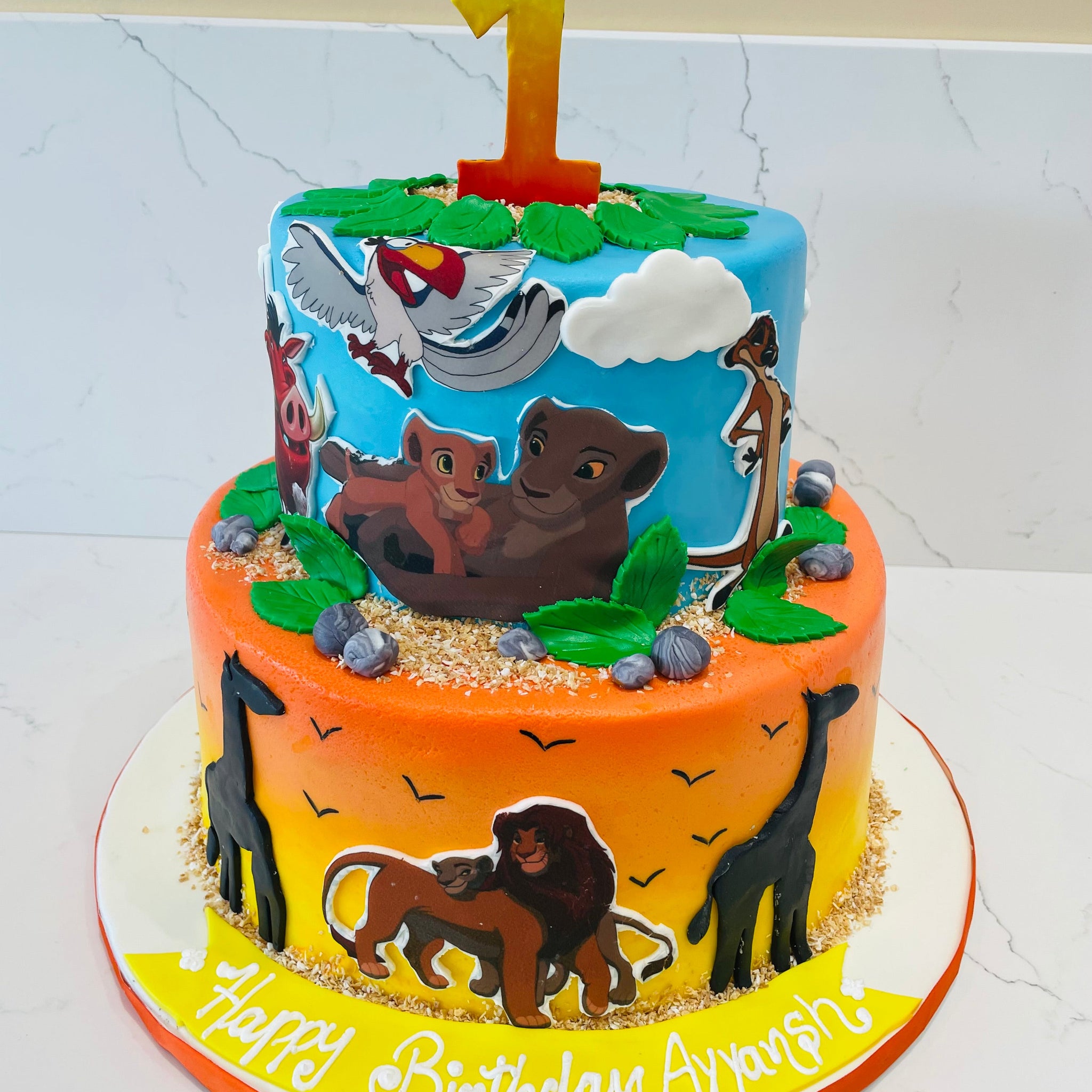 LION KING THEME JUNGLE FONDANT CAKE