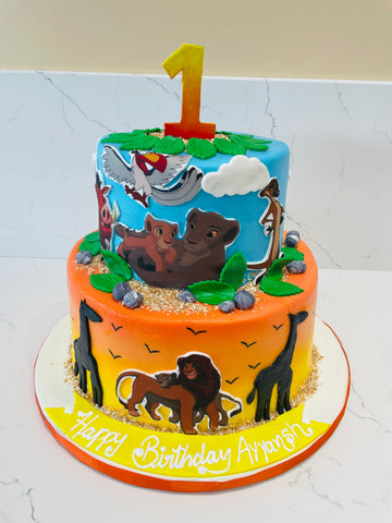 LION KING THEME JUNGLE FONDANT CAKE