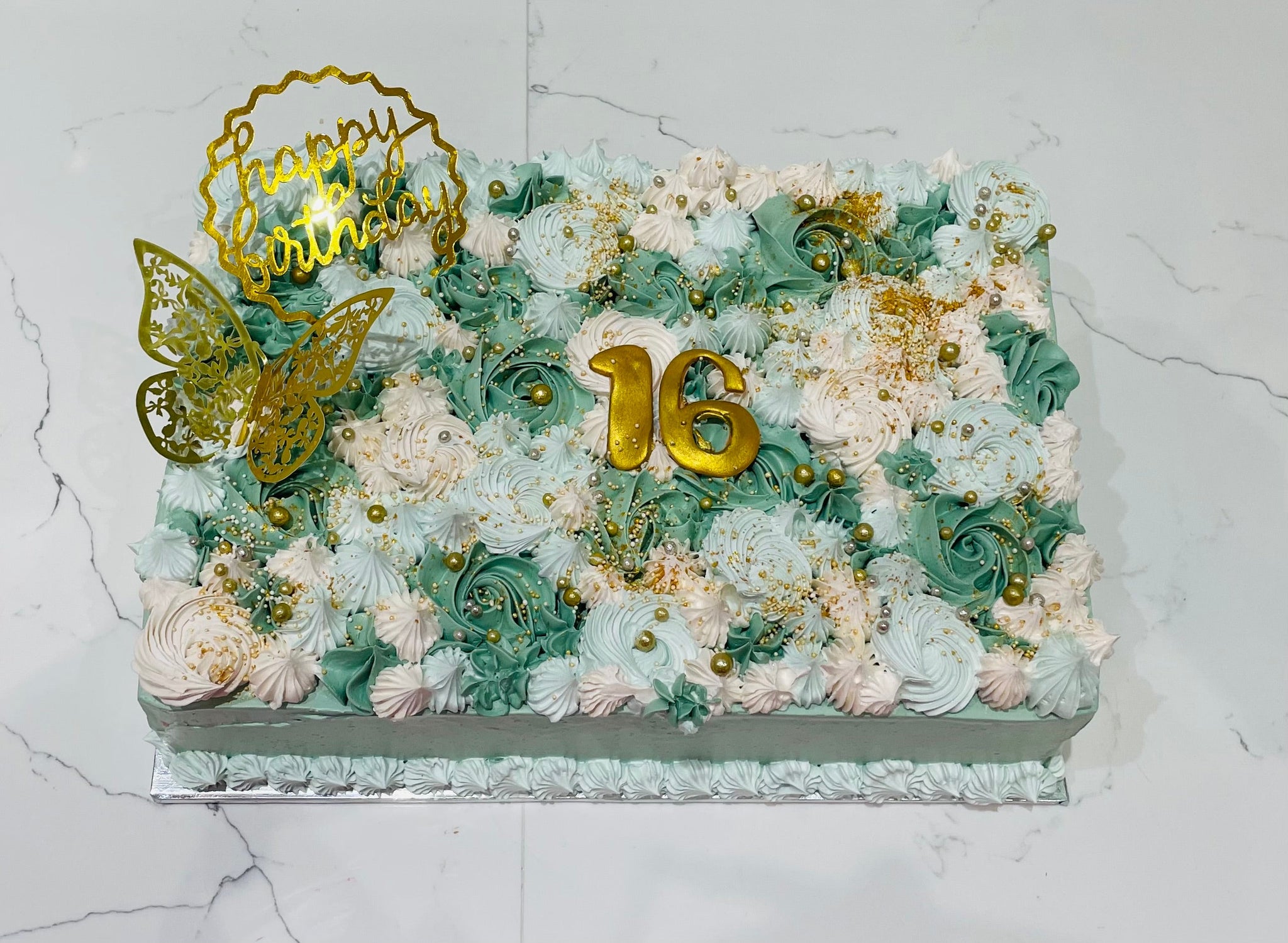 SAGE GREEN SWEET SIXTEEN CAKE